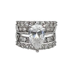 PAJ CZ Sterling Silver Ring Bridal Wedding Style Size 7